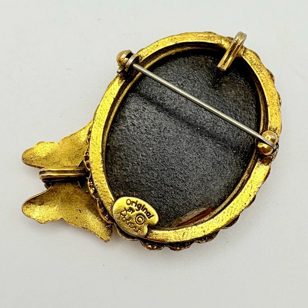 Vintage Original by Robert Black Glass Butterfly Brooch Pendant - Picture 5 of 8